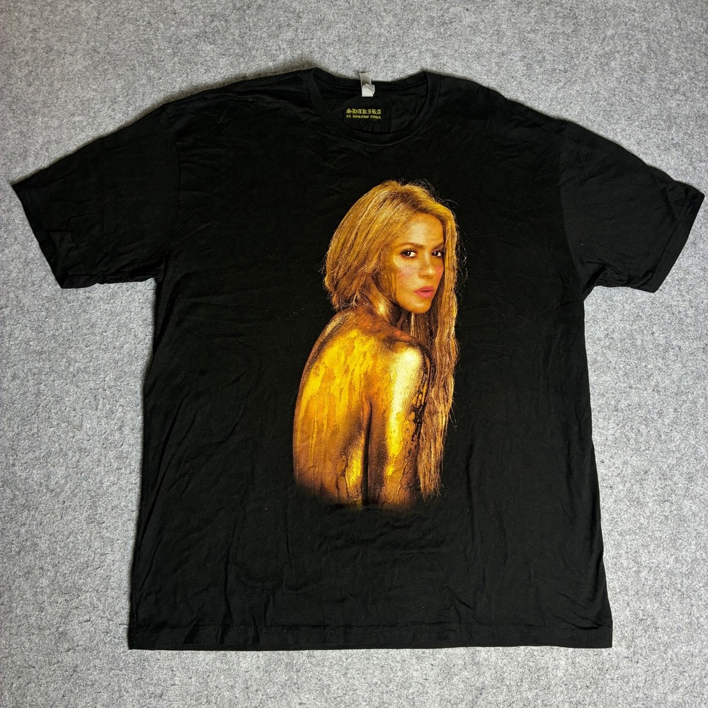 Shakira Graphic T-Shirt Men XXL Black Excellent El Dorado World Tour 2018 Tee
